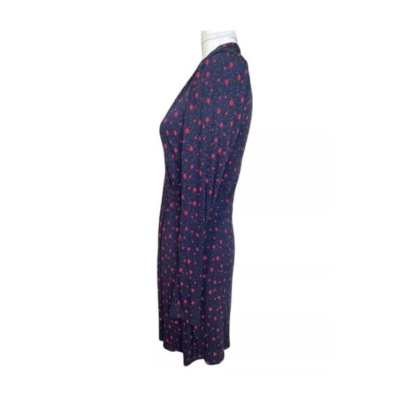 Boden Women's Size 4 Betty Blue Red Star Print Viscose Jersey Dress Long Sleeve - Picture 4 of 8